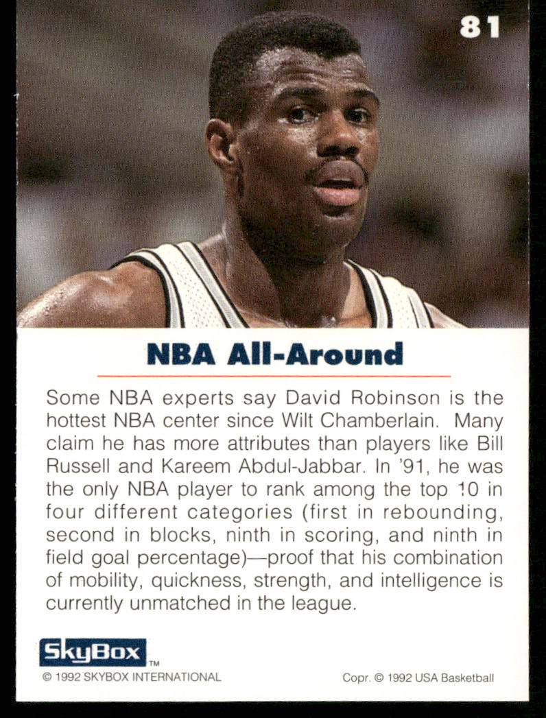 David Robinson 1992 SkyBox USA #81 USA