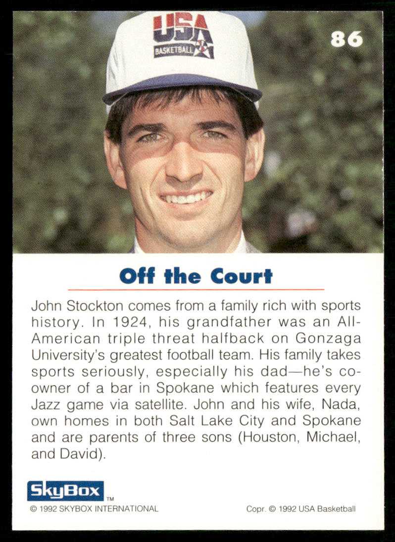 John Stockton 1992 SkyBox USA #86 USA