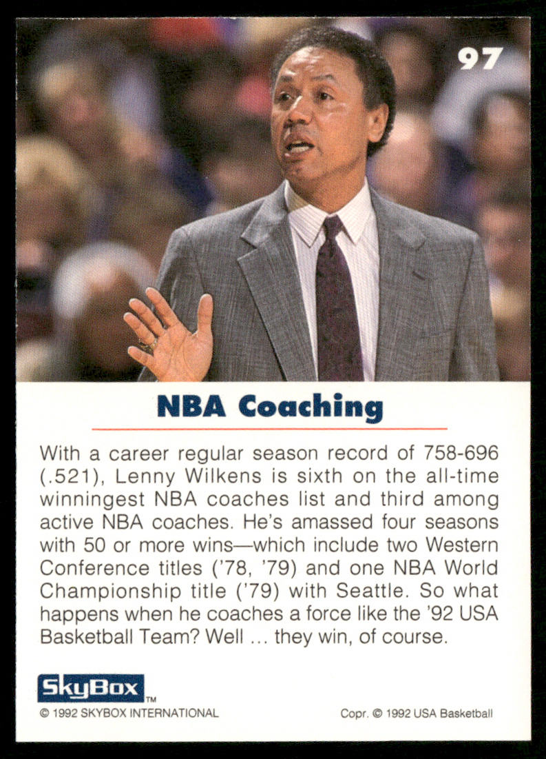 Lenny Wilkens 1992 SkyBox USA #97 USA