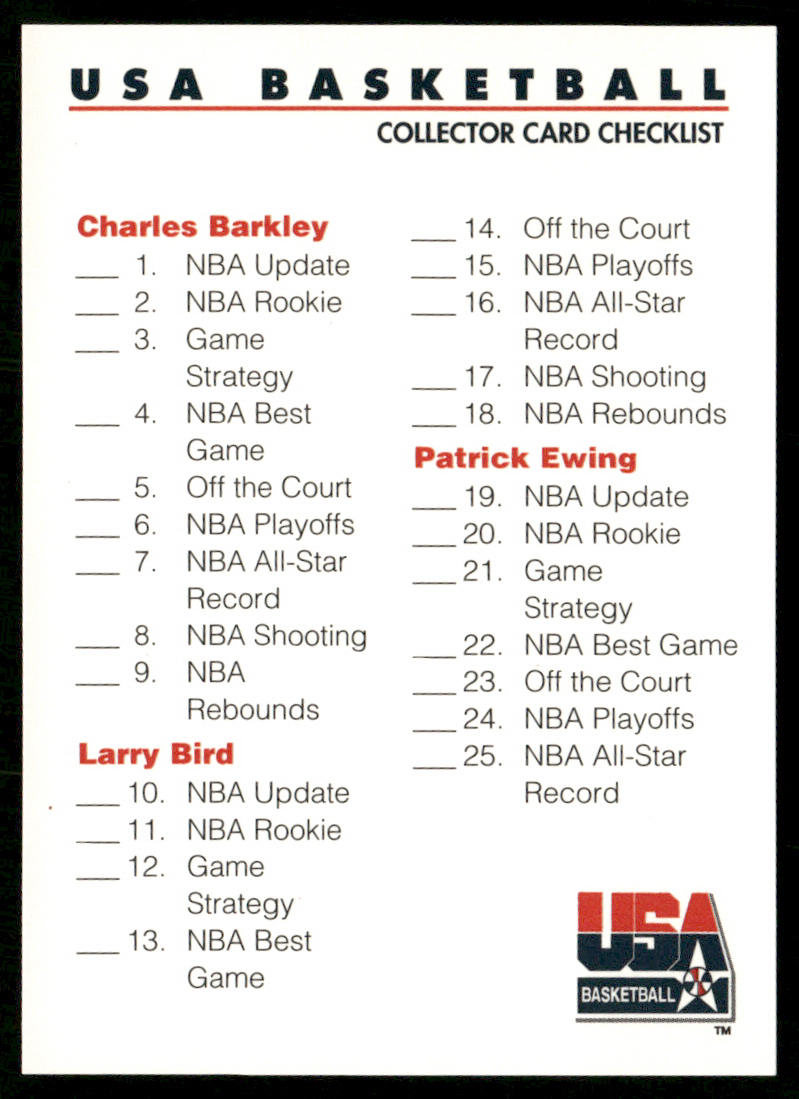 Checklist: 1-54 1992 SkyBox USA #99 USA