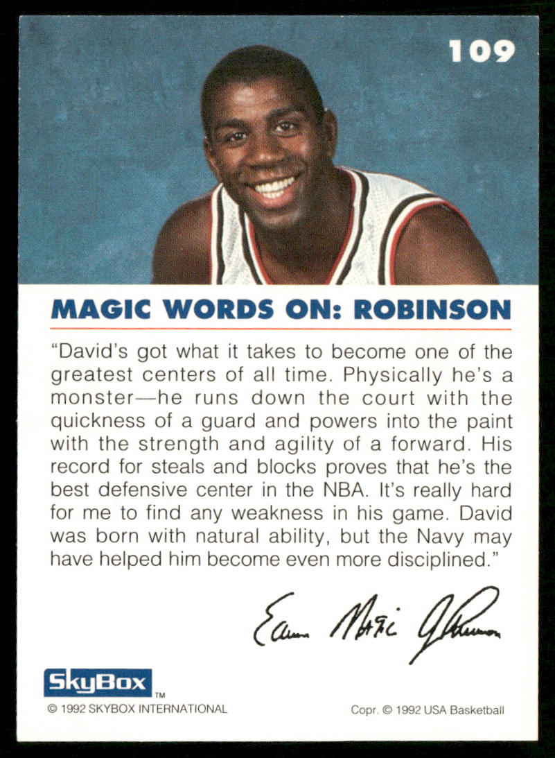 Magic on Robinson 1992 SkyBox USA #109 USA