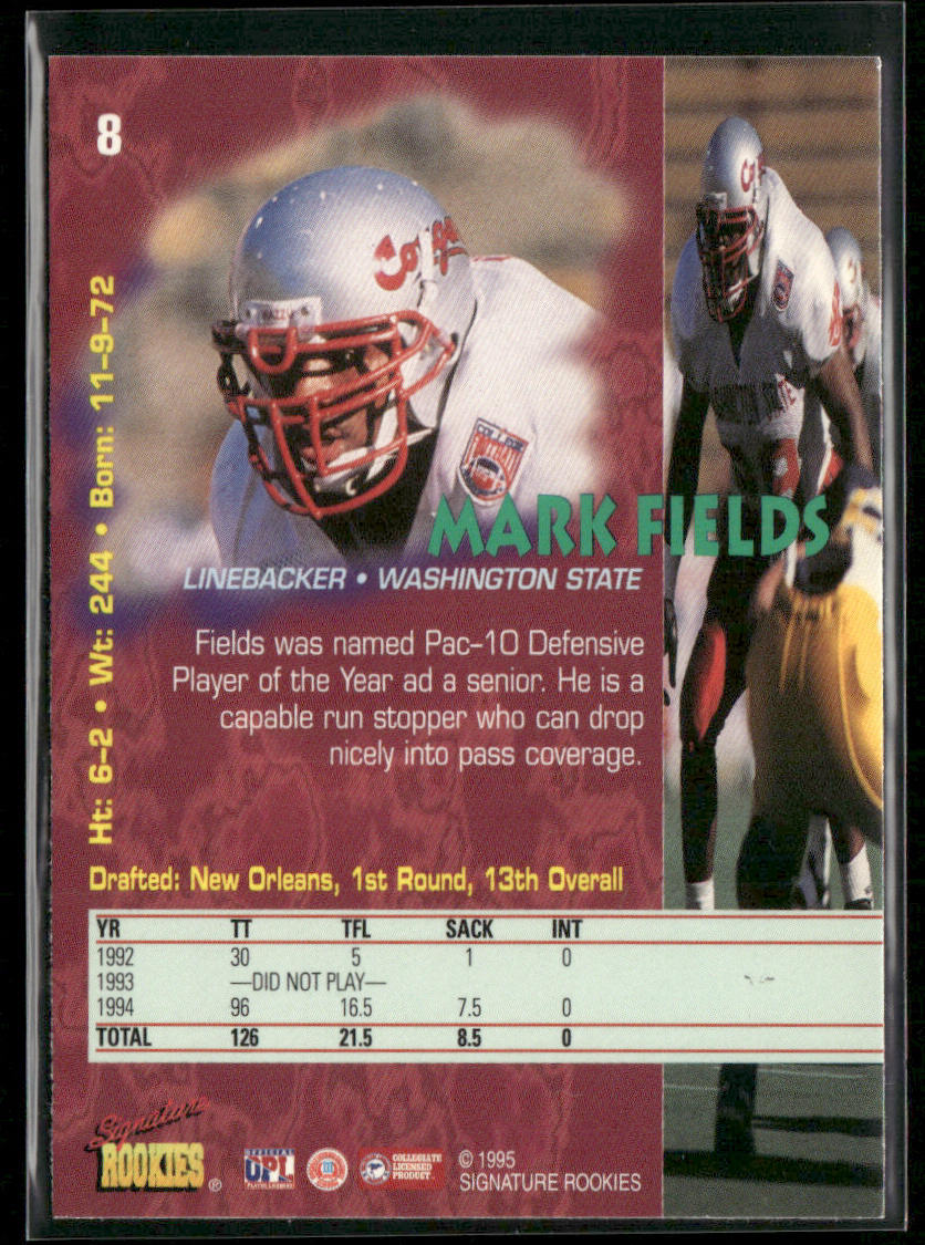 Mark Fields 1995 Signature Rookies Tetrad #8 New Orleans Saints