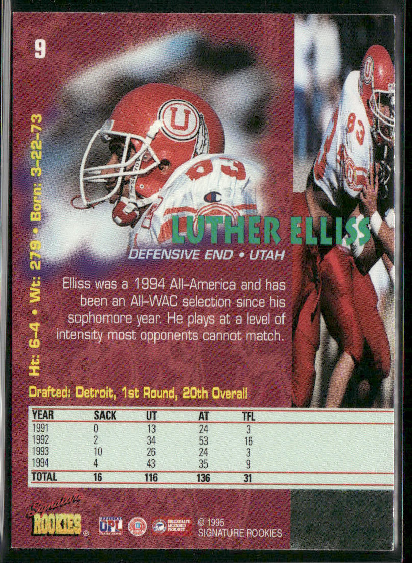 Luther Elliss 1995 Signature Rookies Tetrad #9 Detroit Lions
