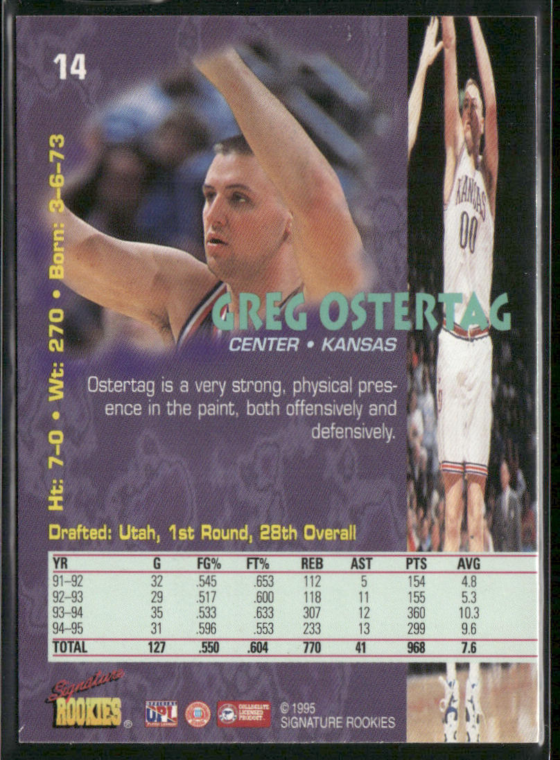 Greg Ostertag 1995 Signature Rookies Tetrad #14 Utah Jazz