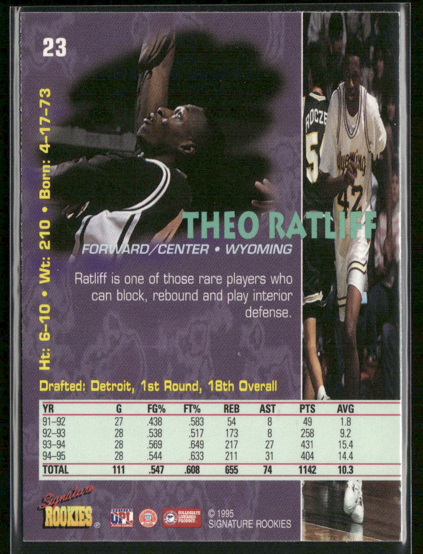 Theo Ratliff 1995 Signature Rookies Tetrad #23 Detroit Pistons