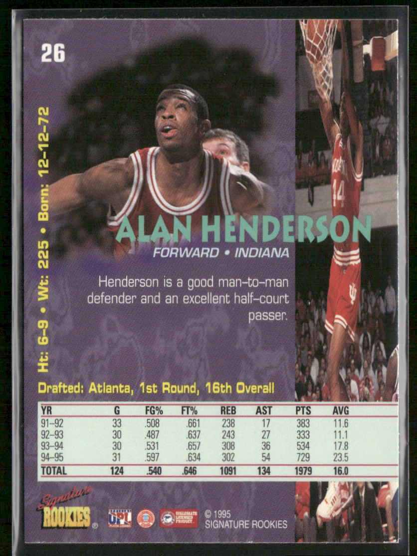 Alan Henderson 1995 Signature Rookies Tetrad #26 Atlanta Hawks