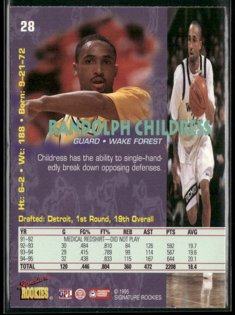Randolph Childress 1995 Signature Rookies Tetrad #28 Detroit Pistons