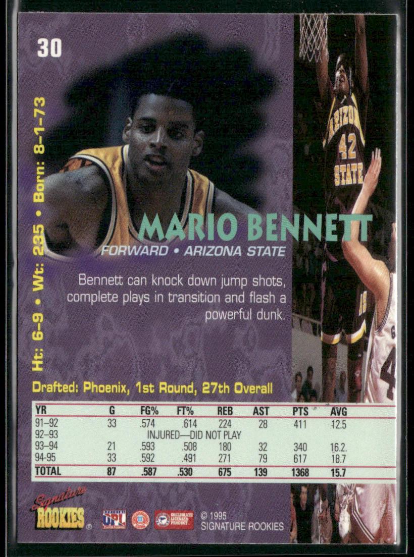 Mario Bennett 1995 Signature Rookies Tetrad #30 Phoenix Suns