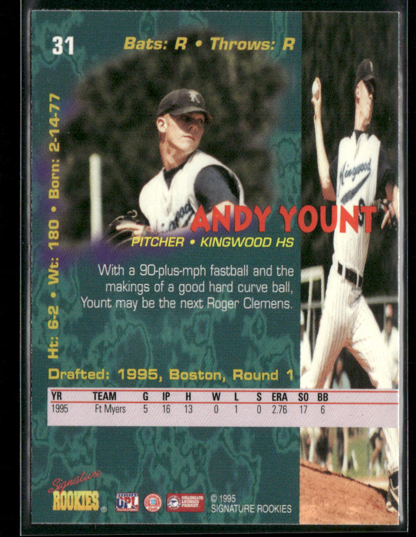 Andy Yount 1995 Signature Rookies Tetrad #31 Boston Red Sox