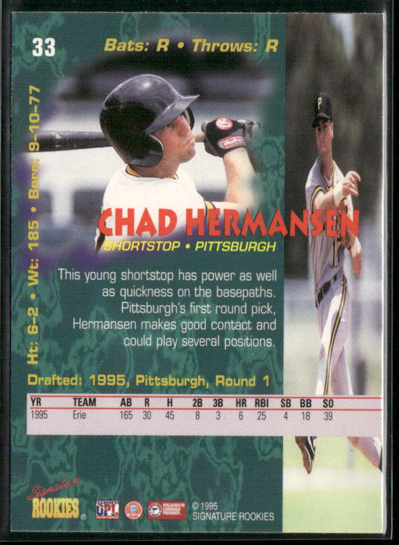 Chad Hermansen 1995 Signature Rookies Tetrad #33 Pittsburgh Pirates