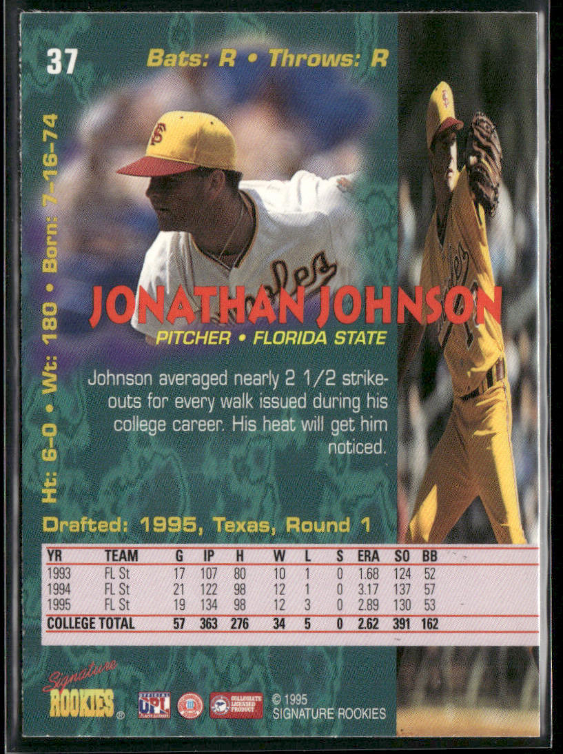 Jonathan Johnson 1995 Signature Rookies Tetrad #37 Texas Rangers