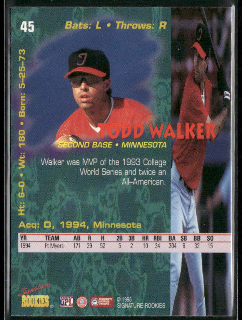 Todd Walker 1995 Signature Rookies Tetrad #45 Minnesota Twins
