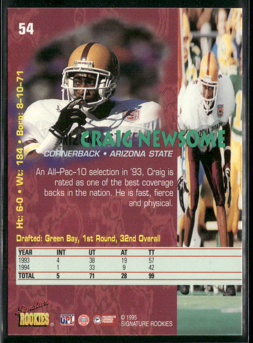 Craig Newsome 1995 Signature Rookies Tetrad #54 Green Bay Packers