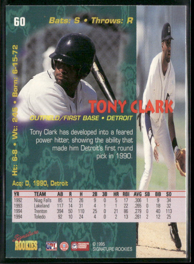 Tony Clark 1995 Signature Rookies Tetrad #60 Detroit Tigers