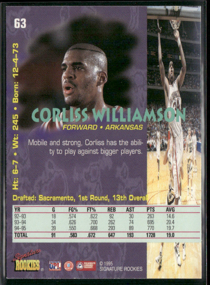 Corliss Williamson 1995 Signature Rookies Tetrad #63 Arkansas Razorbacks