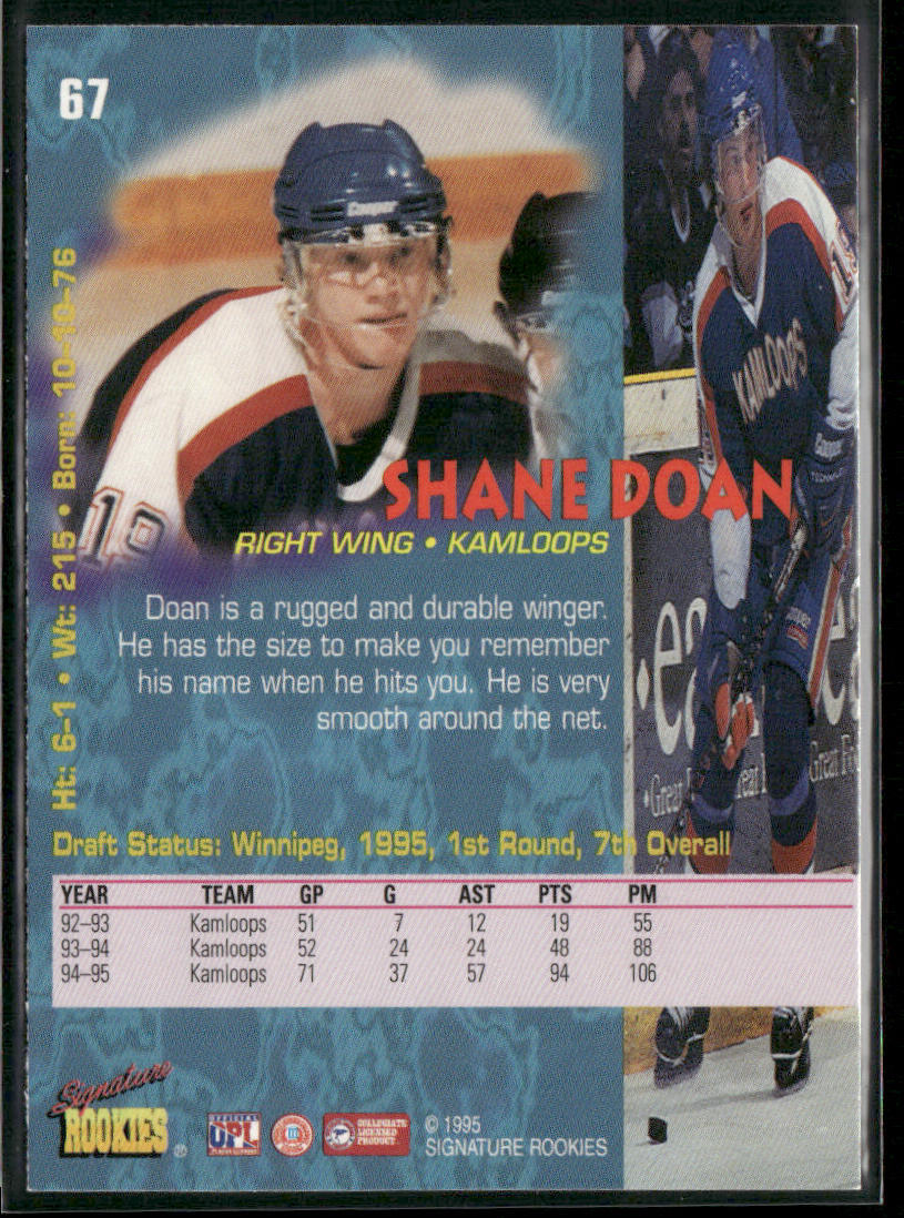 Shane Doan 1995 Signature Rookies Tetrad #67 Kamloops Blazers