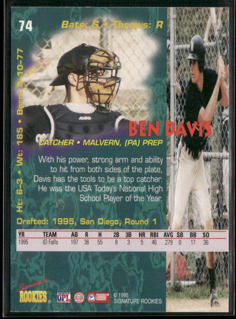 Ben Davis 1995 Signature Rookies Tetrad #74 San Diego Padres