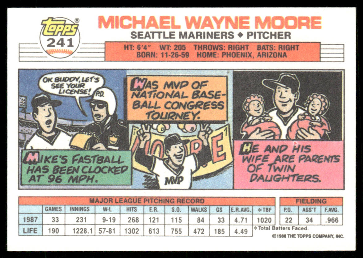 Mike Moore 1988 Topps Big #241a Seattle Mariners