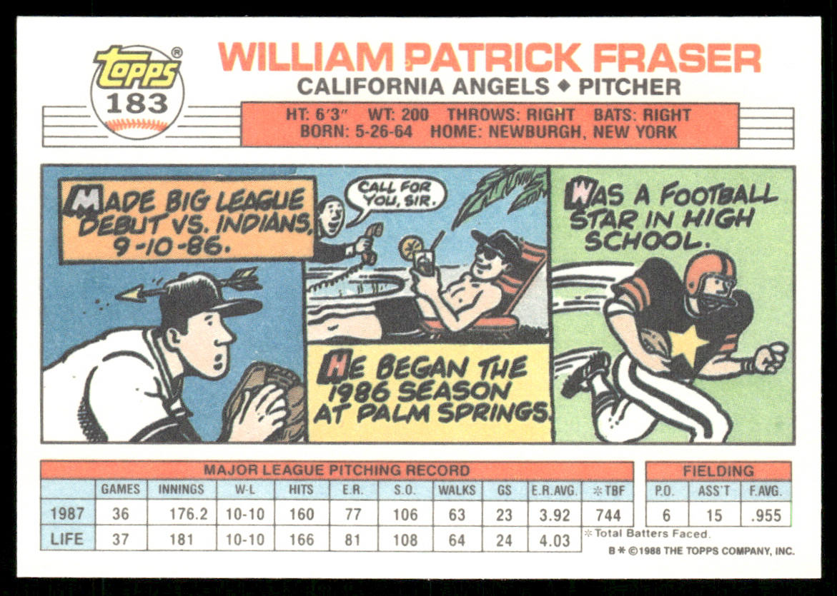 Willie Fraser 1988 Topps Big #183b California Angels