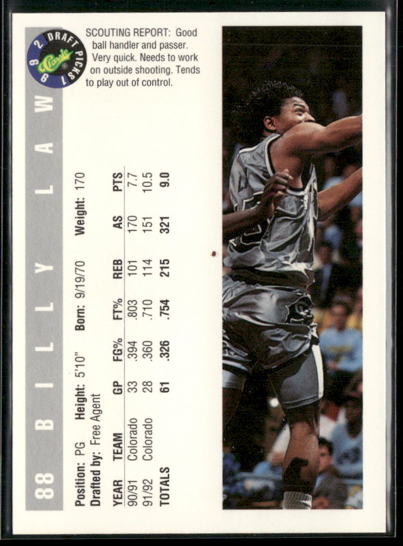 Billy Law 1992 Classic Draft Picks #88 Colorado Buffaloes
