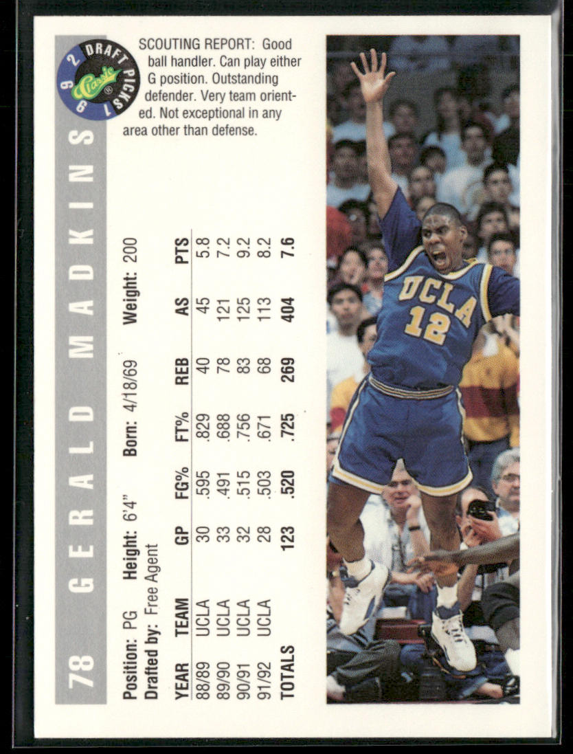 Gerald Madkins 1992 Classic Draft Picks #78 UCLA Bruins