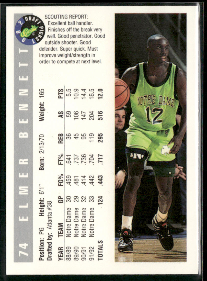 Elmer Bennett 1992 Classic Draft Picks #74