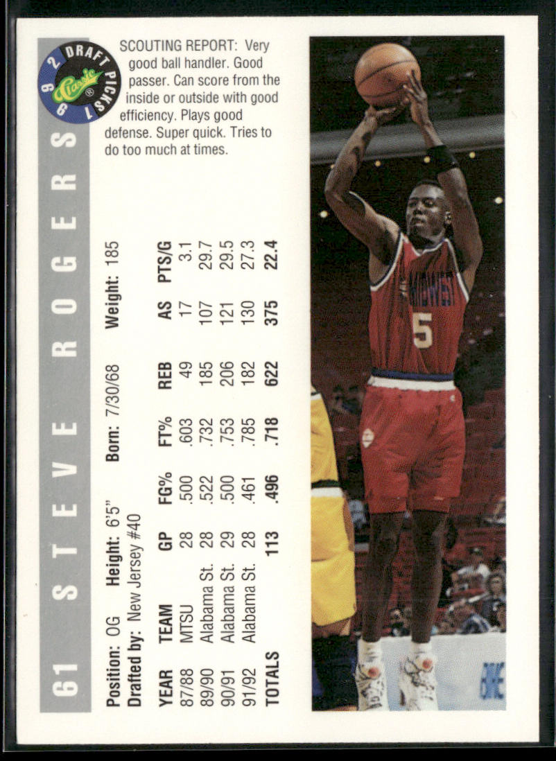 Steve Rogers 1992 Classic Draft Picks #61