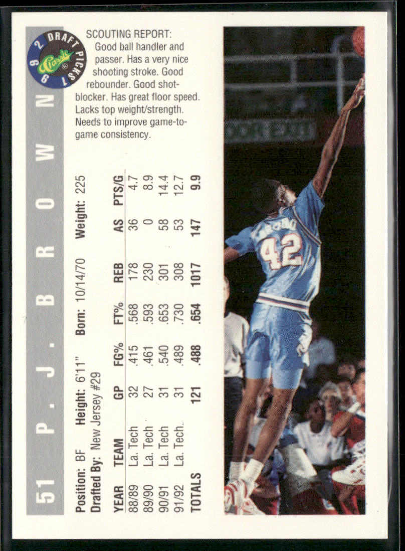 P.J. Brown 1992 Classic Draft Picks #51