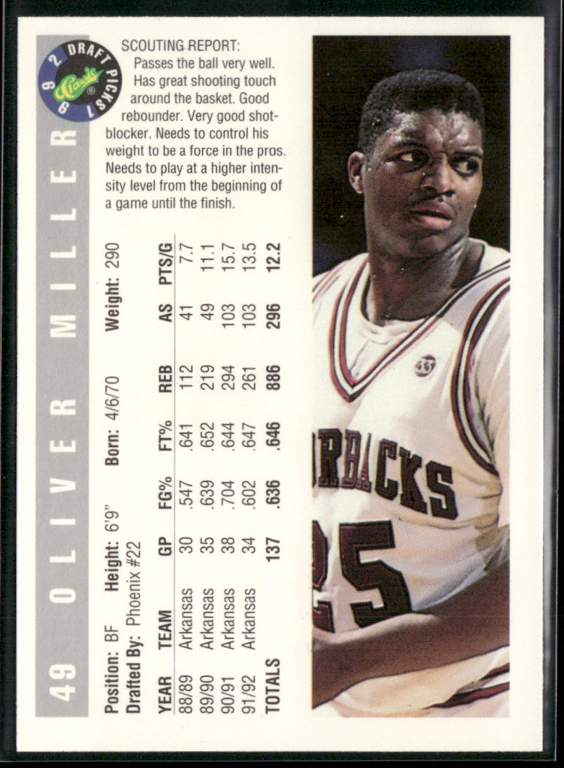 Oliver Miller 1992 Classic Draft Picks #49