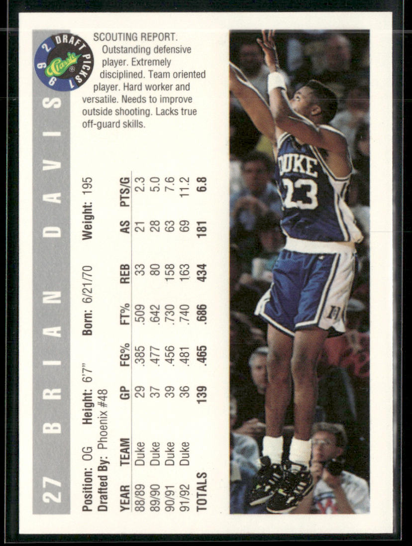 Brian Davis 1992 Classic Draft Picks #27