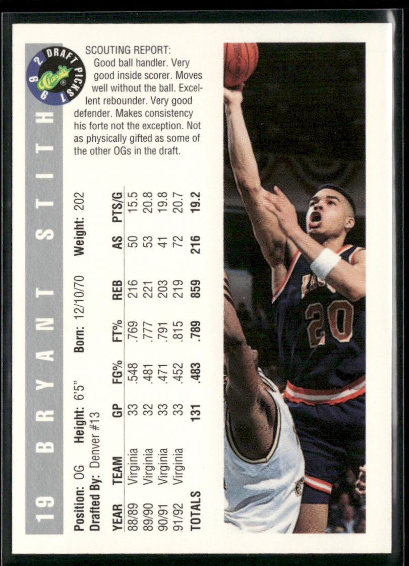 Bryant Stith 1992 Classic Draft Picks #19
