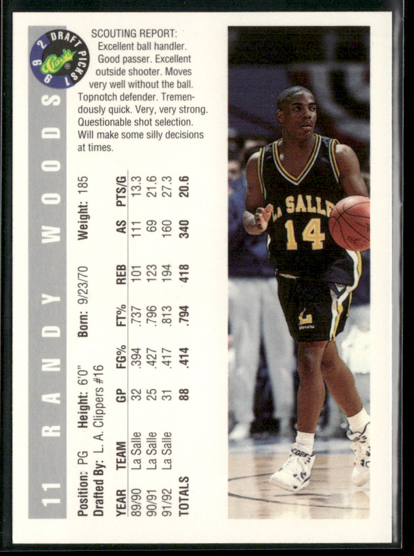 Randy Woods 1992 Classic Draft Picks #11