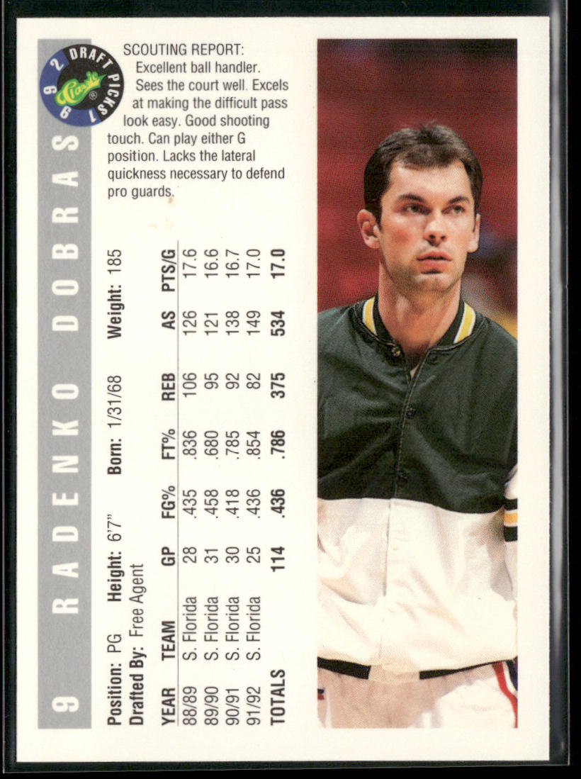 Radenko Dobras 1992 Classic Draft Picks #9 South Florida Bulls
