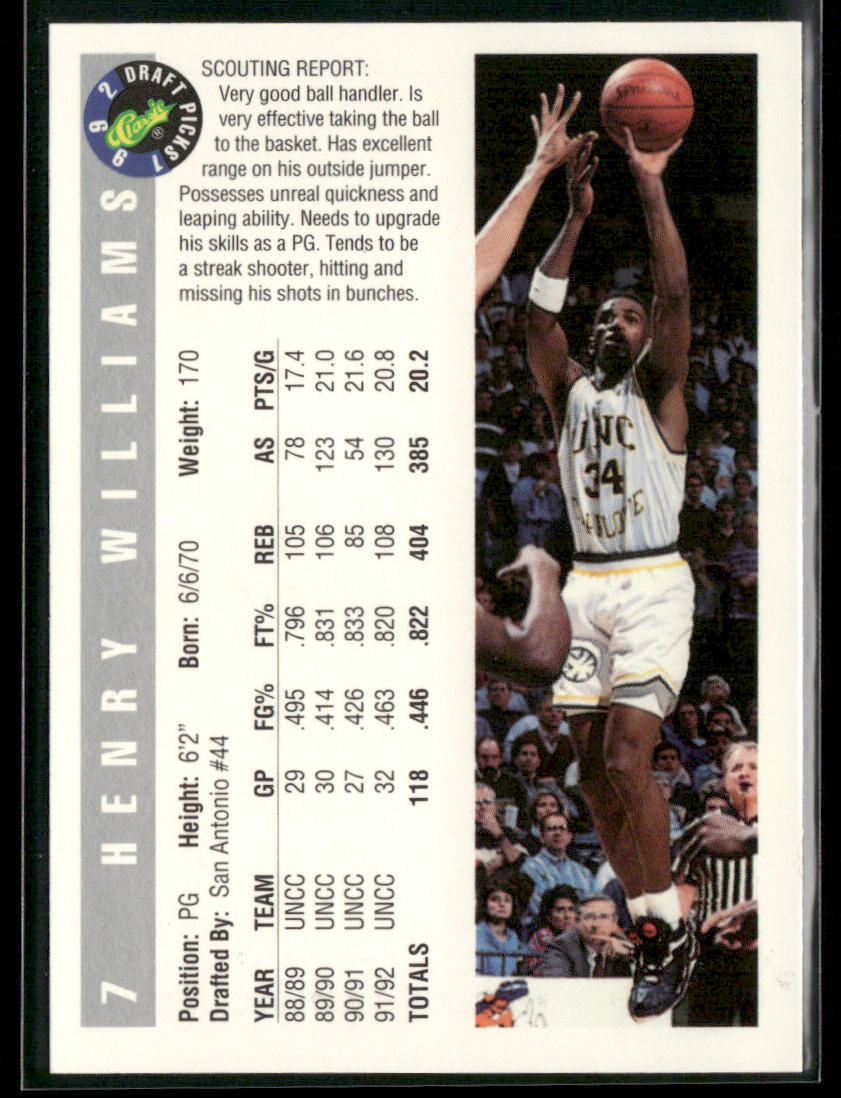 Henry Williams 1992 Classic Draft Picks #7