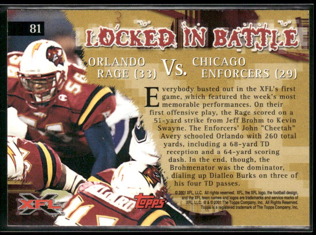 Orlando vs Chicago 2001 Topps XFL #81