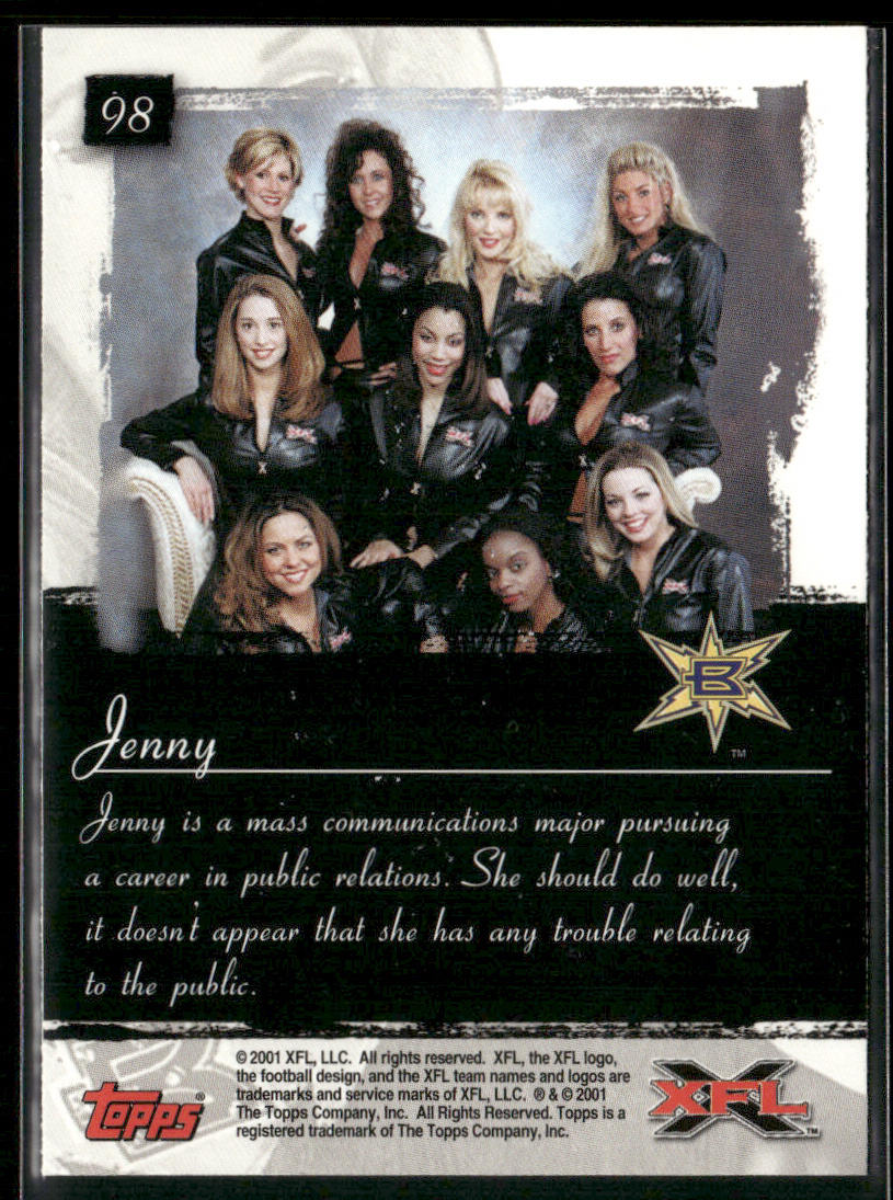Jenny 2001 Topps XFL #98 Birmingham Thunderbolts