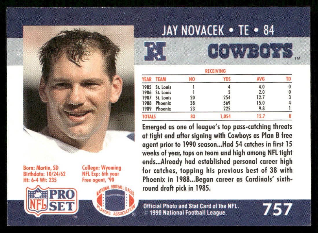 Jay Novacek 1990 Pro Set #757 Dallas Cowboys