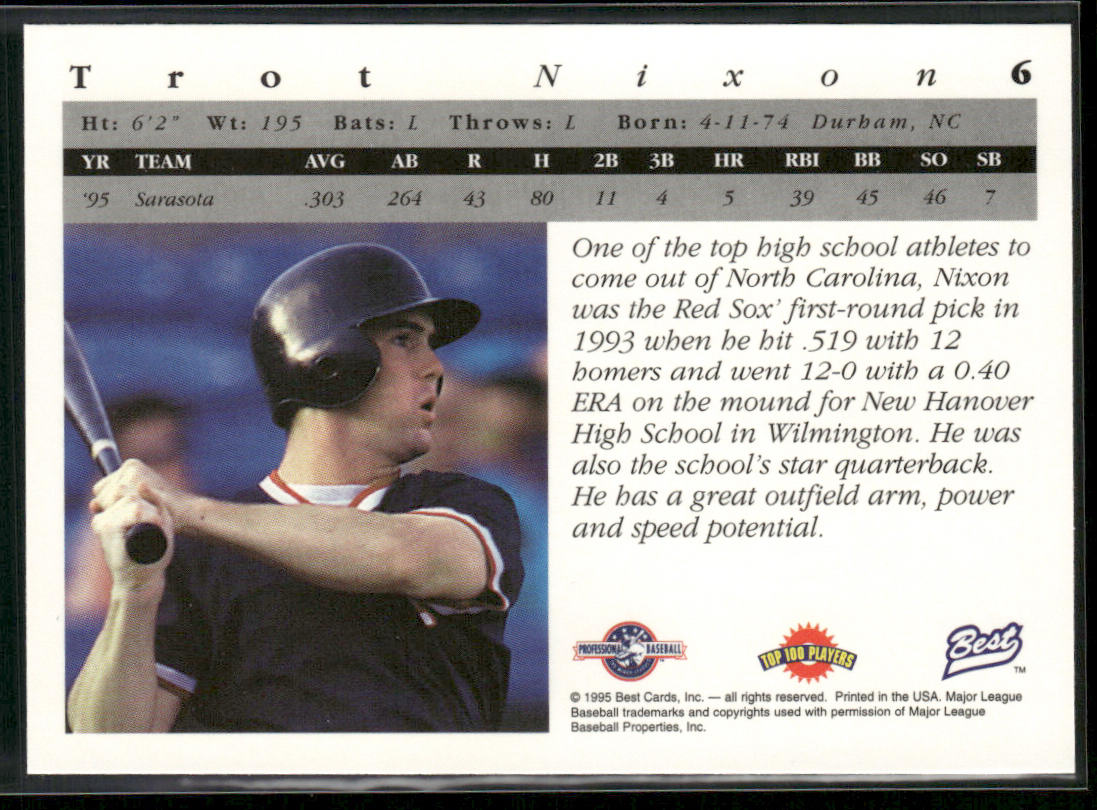 Trot Nixon 1995 Best #6 Sarasota Red Sox