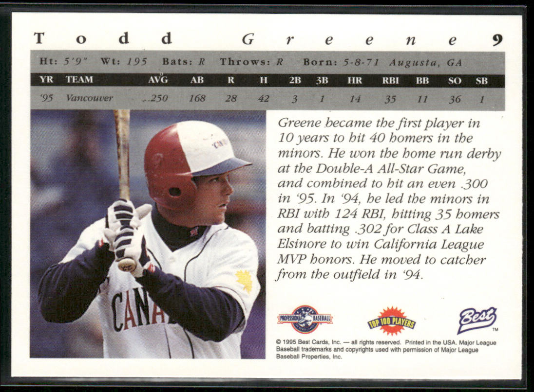 Todd Greene 1995 Best #9 Vancouver Canadians