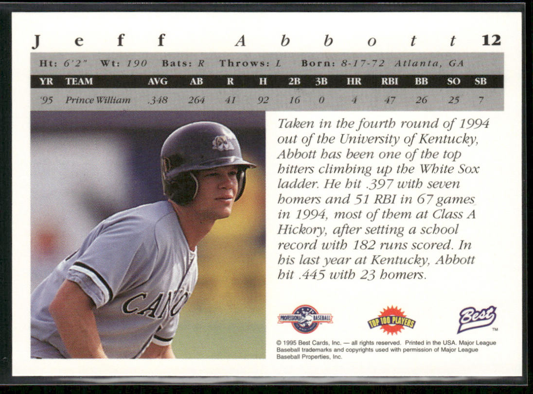 Jeff Abbott 1995 Best #12 Prince William Cannons