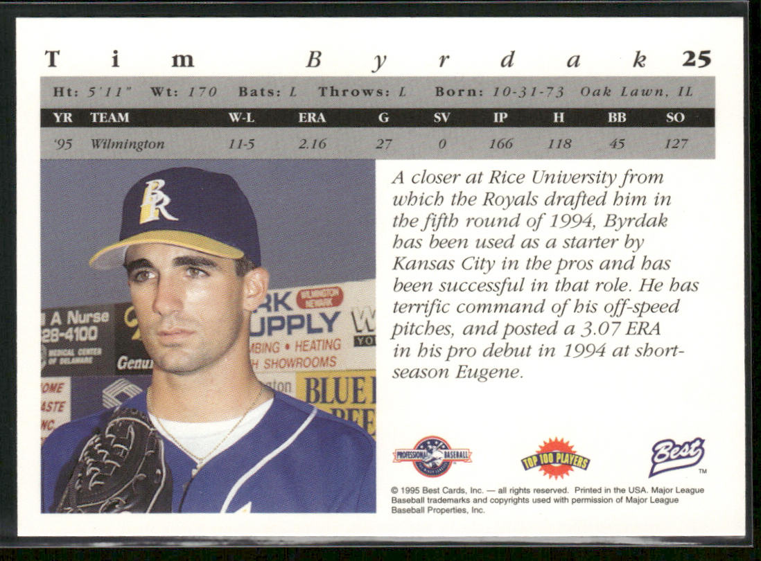 Tim Byrdak 1995 Best #25 Wilmington Blue Rocks