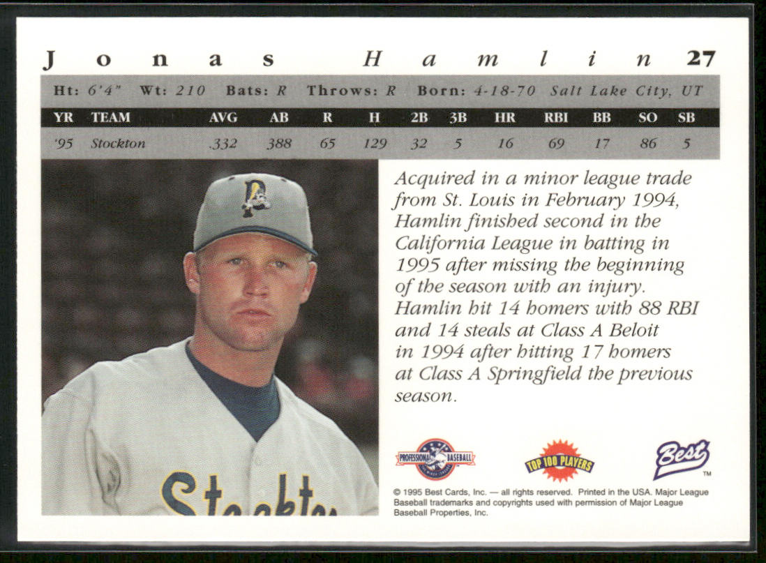 Jonas Hamlin 1995 Best #27 Stockton Ports