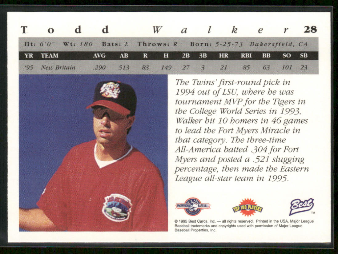 Todd Walker 1995 Best #28 Hardware City Rock Cats