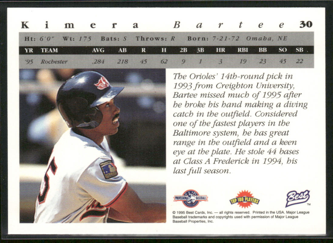 Kimera Bartee 1995 Best #30 Rochester Red Wings