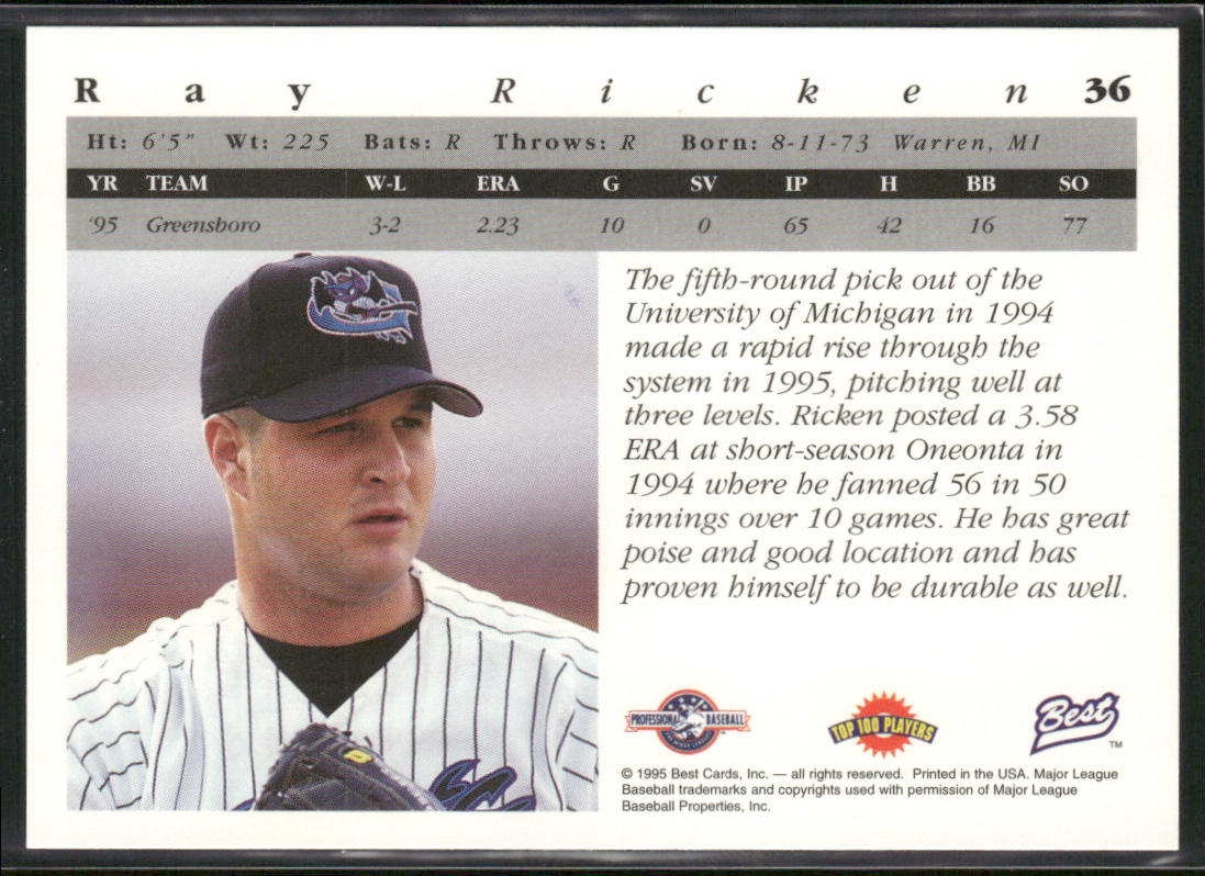Ray Ricken 1995 Best #36 Greensboro Bats