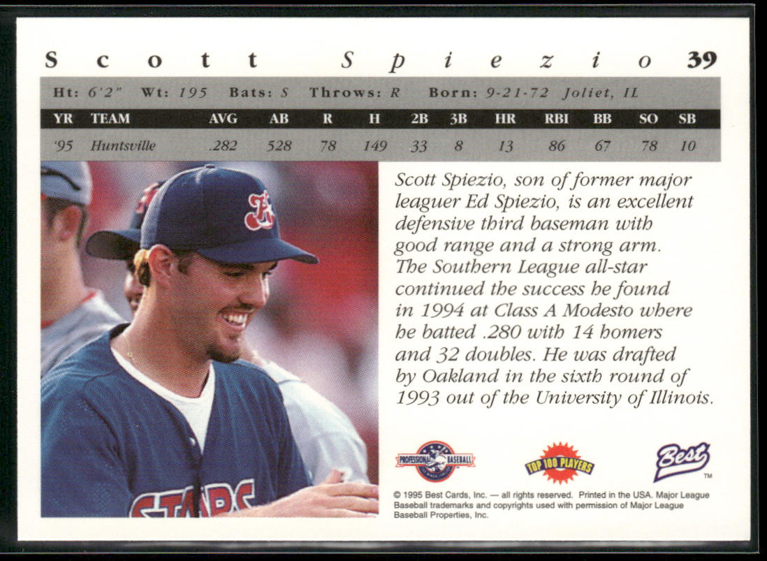 Scott Spiezio 1995 Best #39 Huntsville Stars