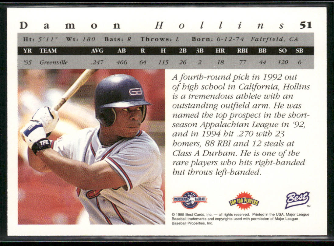 Damon Hollins 1995 Best #51 Greenville Braves