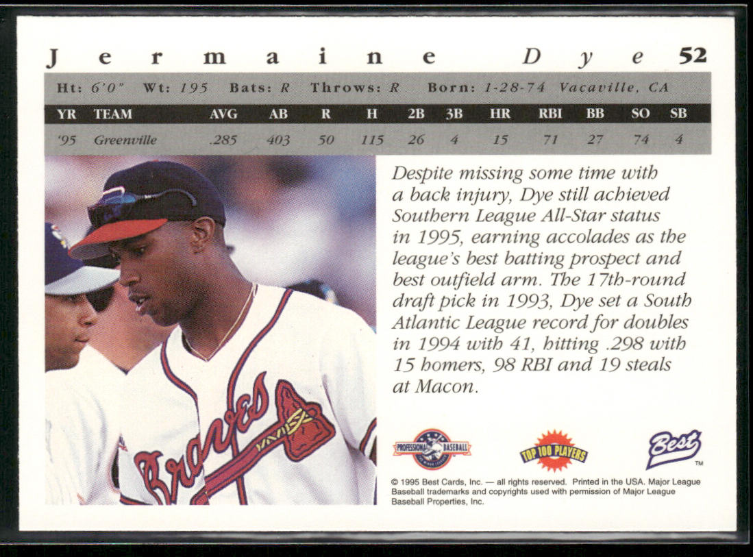 Jermaine Dye 1995 Best #52 Greenville Braves