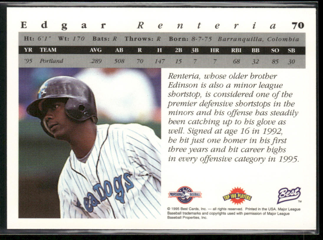 Edgar Renteria 1995 Best #70 Portland Sea Dogs