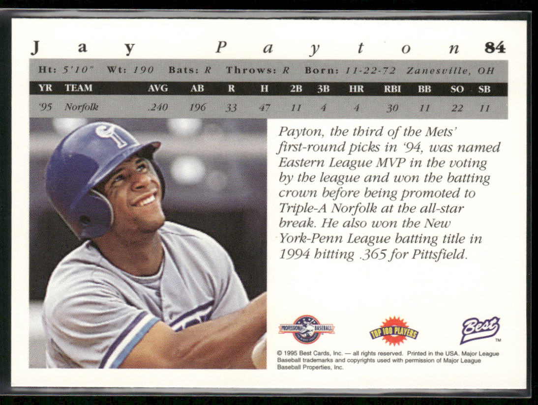 Jay Payton 1995 Best #84 Norfolk Tides